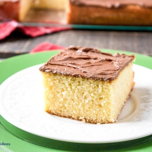 Simple yellow sheet cake with chocolate buttercream frosting recipe 20 - this recipe is an easy to make baking recipe for a yellow sheet cake that’s a perfect everyday cake to share with your loved ones. Enjoy making it, and enjoy every scrumptious bite!